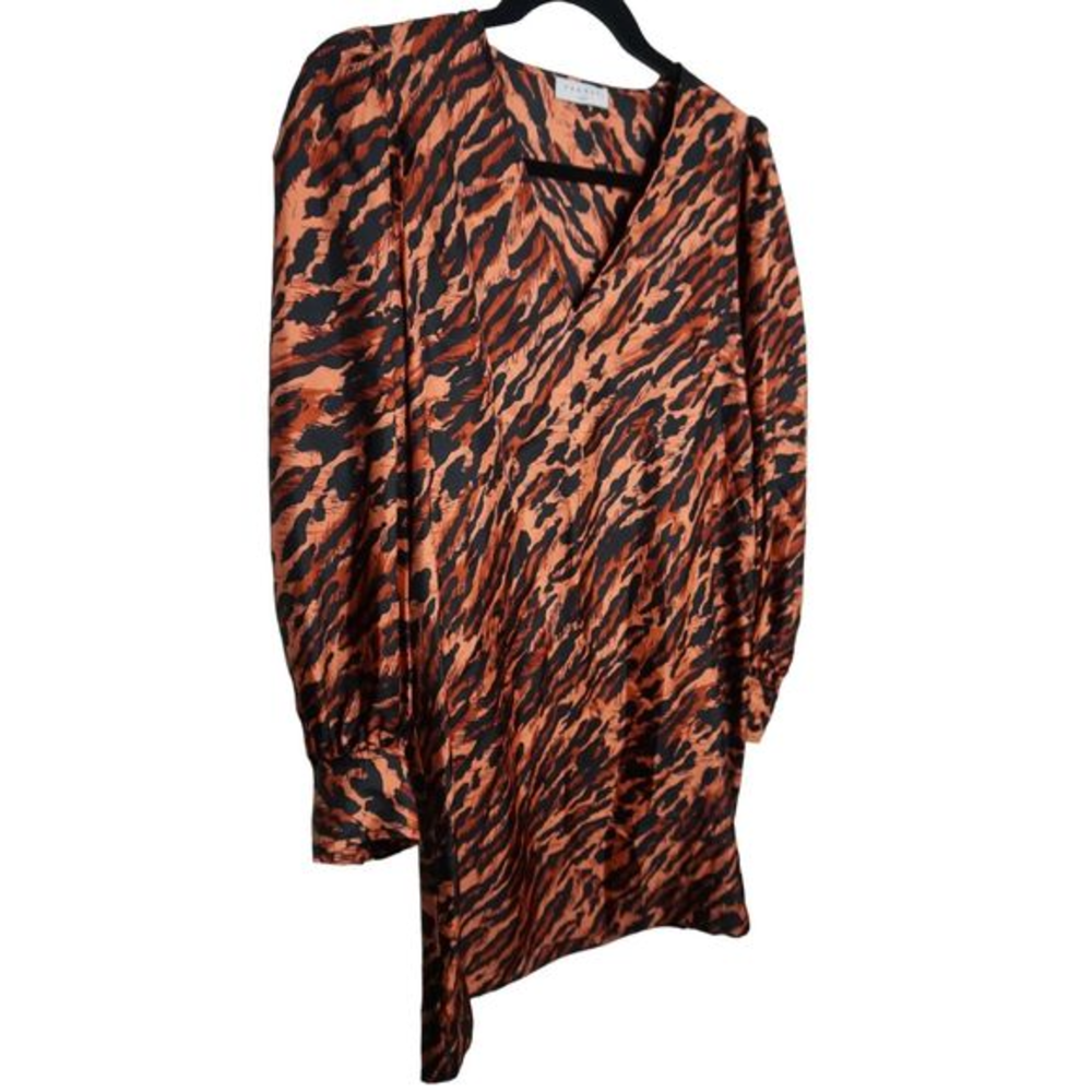 Sandro Lunas Abstract Leopard Print Silk Mini Dress Sz 38 US 6 Women's